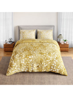 SPACES - Yellow Rio Bloomscape Cotton 132 TC Percale Bedsheet with 2 Pillow Covers (Double)