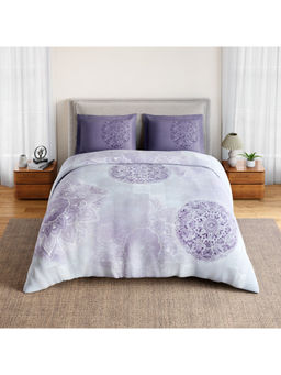 SPACES - Purple Summer Carvan Cotton 132 TC Bedsheet with 2 Pillow Covers (Double)