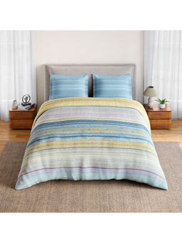 SPACES - Multi-Color Geofoam Cotton 132 TC Bedsheet with 2 Pillow Covers (Double)