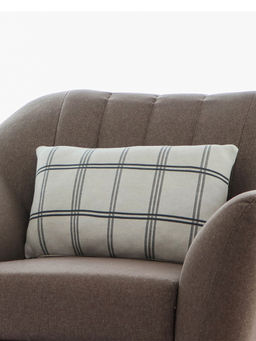 PLUCHI - Windowpane Cotton Knitted Antique Grey Pillow Cover