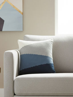 PLUCHI - Cozy Kaleidoscope Blue Cotton Knitted Cushion Cover (16 x 16 Inches)