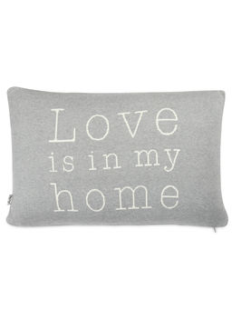 PLUCHI - Love Is In My Home Cotton Knitted Grey Pillow Cover