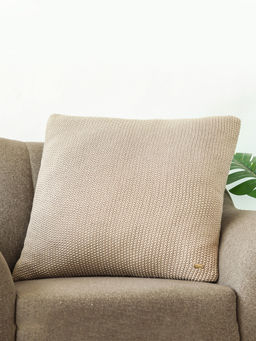 PLUCHI - Moss Knit Stone Beige Cotton Knitted Cushion Cover (24 x 24 Inches)