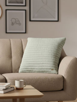 PLUCHI - Green Waseme Ryegrass Cotton Knitted Quilted Cushion Cover (18 x 18 Inches)