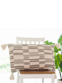 PLUCHI - Tribal Cotton Knitted Stone Beige Pillow Cover
