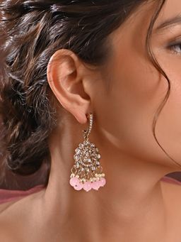 Fida - Pink Elegant Kundan Wedding Drop Earrings
