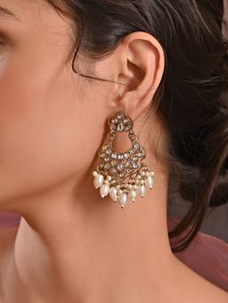 Fida - White Kundan Beautiful Wedding Chandbali Earrings