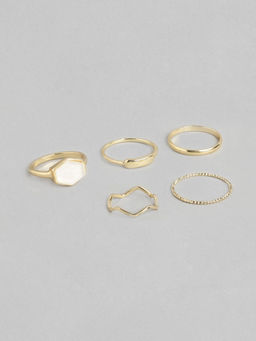 Twenty Dresses by Nykaa Fashion - Moonlight Romance Ring Set (Set of 5)