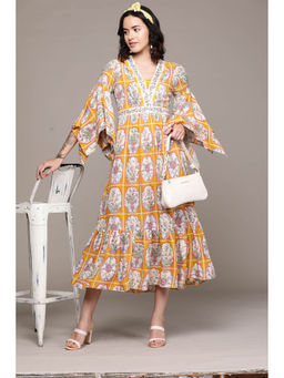 Aarke Ritu Kumar - Mustard Printed Midi Dress