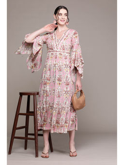 Aarke Ritu Kumar - Pink Printed Midi Dress