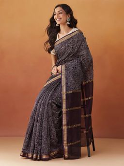 Fabindia - Black Cotton Silk Blend Sari