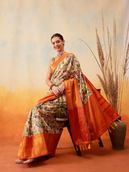 Silk Land - Digital Printed Art Silk Saree with Unstitched Blouse