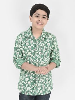 CRIMSOUNE CLUB - Boys Green Floral Print Shirt