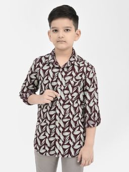 CRIMSOUNE CLUB - Boys Maroon Floral Print Shirt