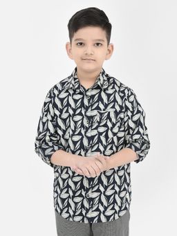 CRIMSOUNE CLUB - Boys Blue Floral Print Shirt