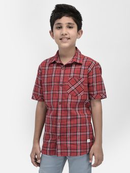 CRIMSOUNE CLUB - Boys Red Tartan Checked Shirt