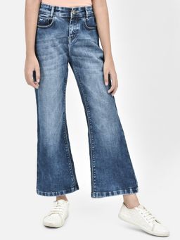 CRIMSOUNE CLUB - Girls Blue Bootcut Stretchable Jeans