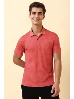 Allen Solly - Men Pink Print Polo Neck T-Shirt