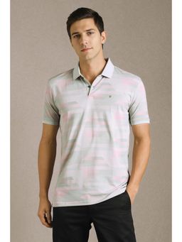 Louis Philippe - Men Grey Print Polo Neck T-Shirt