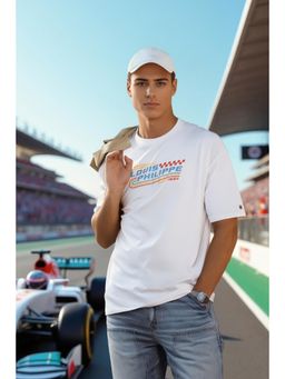 Louis Philippe - Men White Typography Print Crew Neck T-Shirt