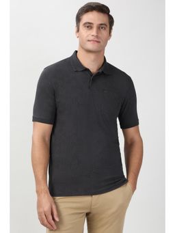 Peter England - Men Grey Print Polo Neck T-Shirt