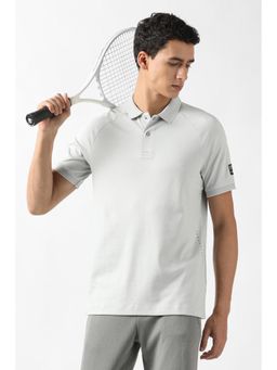 Van Heusen - Men Grey Solid Polo Neck T-Shirt