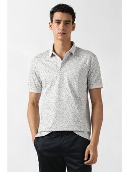 Van Heusen - Men Grey Print Polo Neck T-Shirt