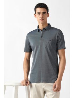 Van Heusen - Men Navy Blue Printed Neck T-Shirt