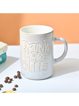 Voncasa - Ceramic Mug (Drink More Coffee) 420 Ml, Grey