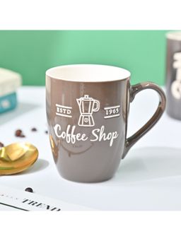 Voncasa - Ceramic Mug (Coffee Shop) 340 Ml, Brown