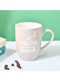 Voncasa - Ceramic Mug (Coffee Town) 340 Ml, Cream