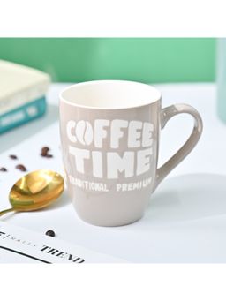 Voncasa - Ceramic Mug (Coffee Time) 340 Ml, Cream
