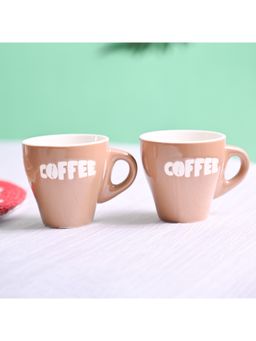 Voncasa - Ceramic Mug (Coffee) 90 Ml Each, Brown (Set of 2)