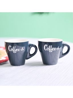 Voncasa - Ceramic Mug (Coffee) 90 Ml Each, Black (Set of 2)