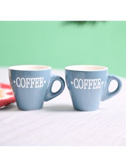 Voncasa - Ceramic Mug (Coffee) 90 ml Each, Blue (Set of 2)