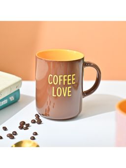 Voncasa - Ceramic Mug (Coffee Love) 420 Ml, Brown