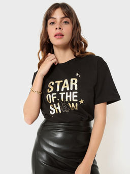 Bewakoof - Black Printed T-shirt