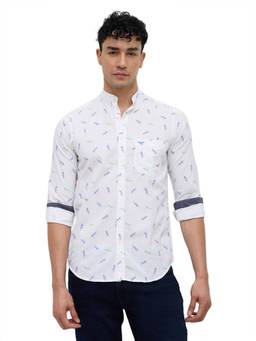 ColorPlus - Men Printed White Regular Fit Shirt