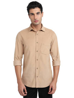 ColorPlus - Men Regular Fit Solid Medium Beige Shirt