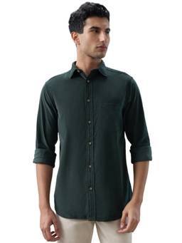 ColorPlus - Men Regular Fit Solid Dark Green Shirt