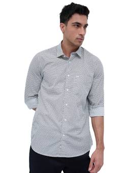 ColorPlus - Men Regular Fit Printed White Shirt