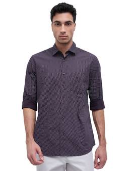 ColorPlus - Men Regular Fit Printed Dark Maroon Shirt