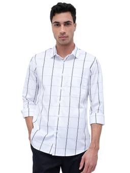 ColorPlus - Men Regular Fit Checkered White Shirt