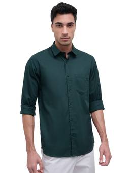 ColorPlus - Men Regular Fit Solid Dark Green Shirt