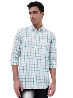 ColorPlus - Men Regular Fit Checked White Shirt