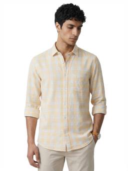 ColorPlus - Men Medium Yellow Regular Fit Checkered Shirt