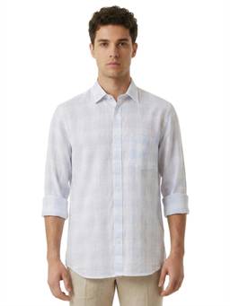 ColorPlus - Men Light Blue Regular Fit Checkered Shirt