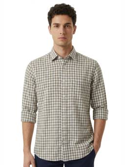 ColorPlus - Men Regular Fit Medium Green Checks Shirt