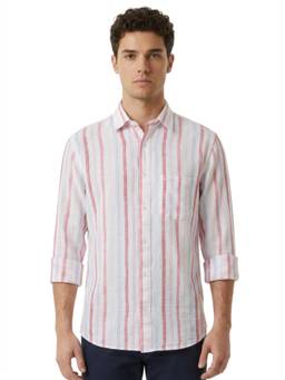 ColorPlus - Men White Regular Fit Striped Shirt