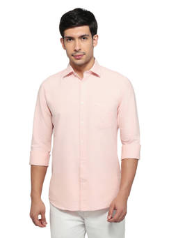 ColorPlus - Men Regular Fit Solid Medium Orange Shirt